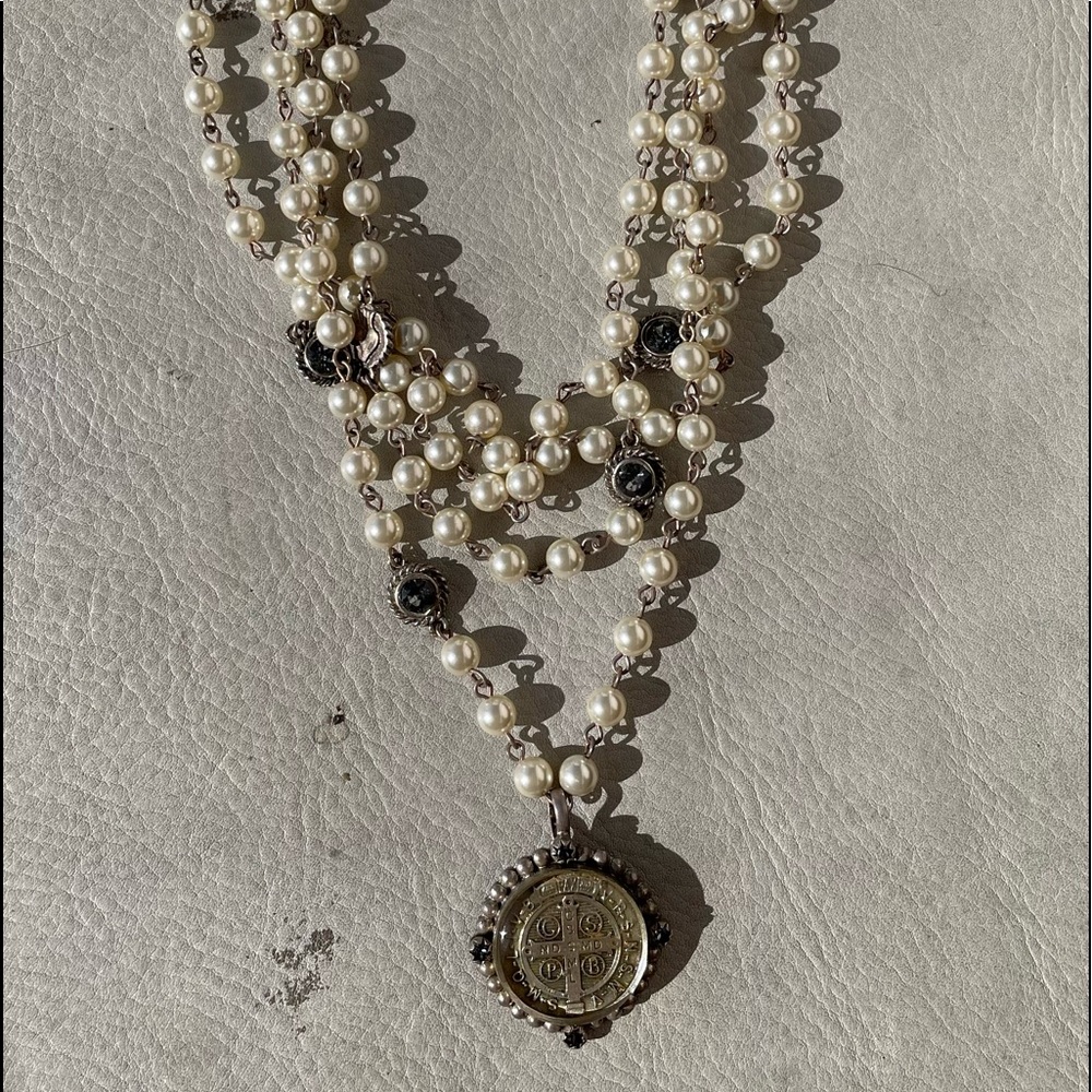 VSA Magdalena multi-strand pearl necklace.